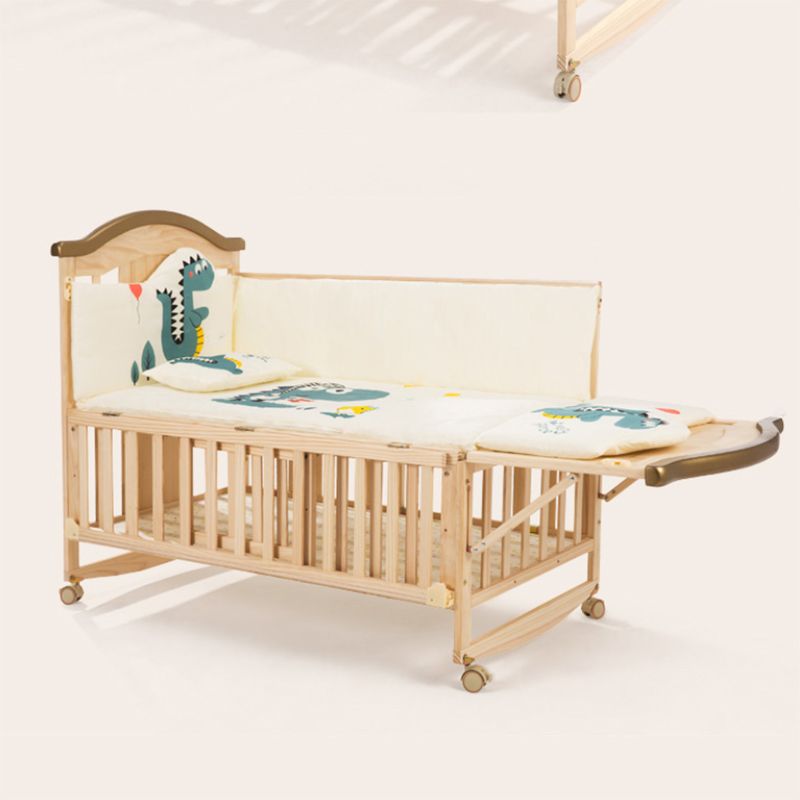 Farmhouse / Country Washed Natural with Guardrail Baby Crib Wood