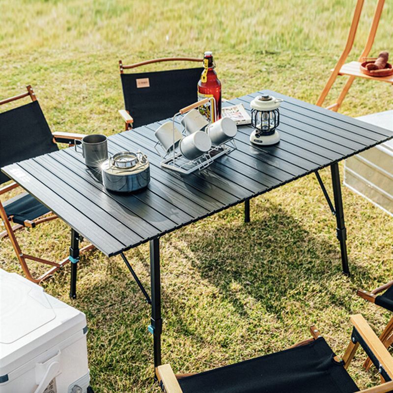 Metal Foldable Camping Table Brown/Black Contemporary Lift Table