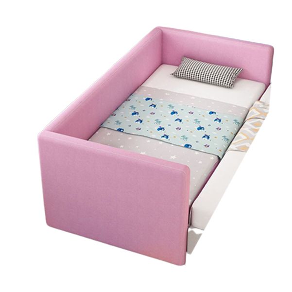 Modern Nursery Crib Upholstered Wood with Guardrail Nursery Bed