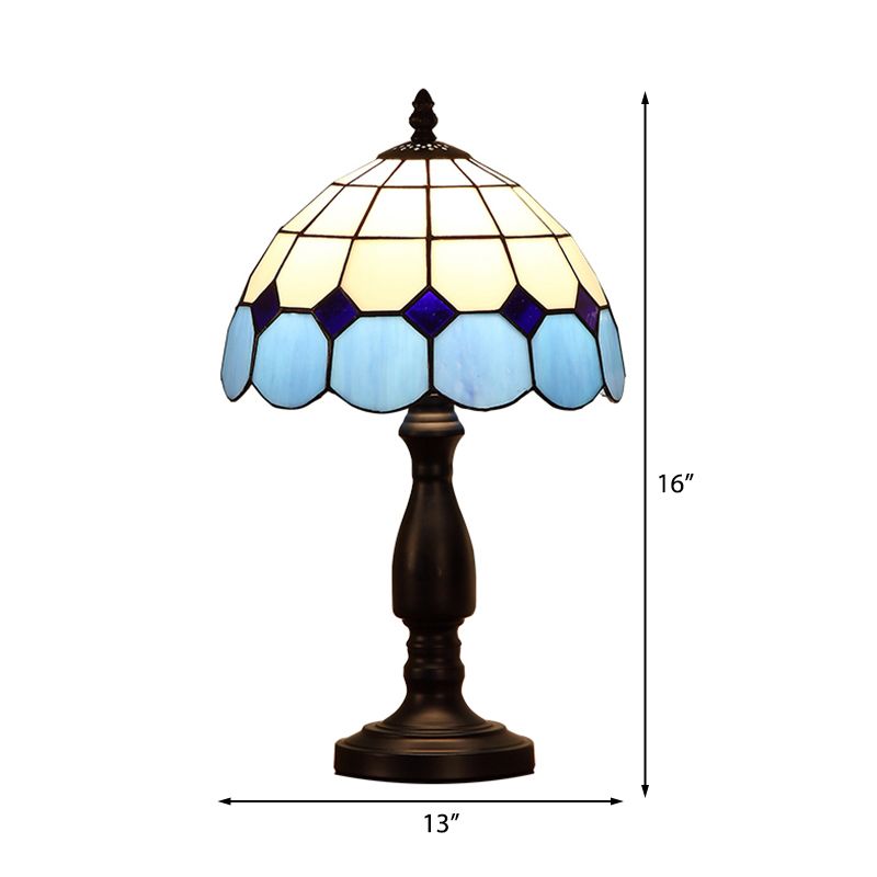 Domed Accent Table Lamp Retro Style Stained Glass 1 Light Decorative Accent Lamp for Bedside