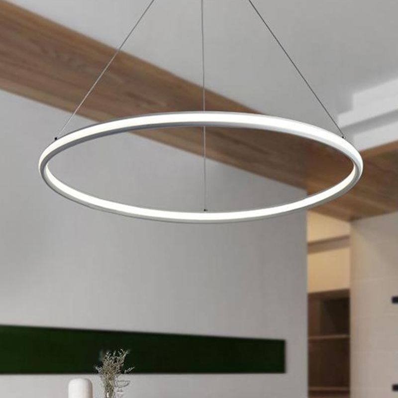 Acrylic Ring Chandelier Simple 1/2/3-Light LED Ceiling Pendant Lighting Fixture in Warm/White/Natural Light