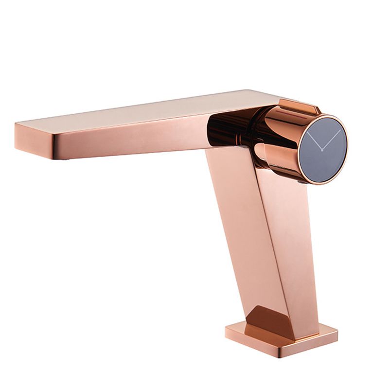 Modern Bathroom Vessel Faucet Brass Knob Handle Low Arc Lavatory Faucet