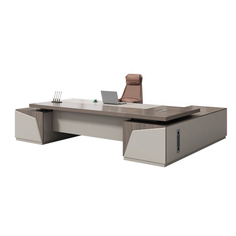 Modern Cable Management Office Desk Wood L-Shape Executive Desk for Office