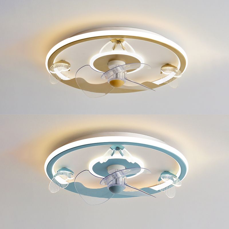 Butterfly Ceiling Fan Light LED Ceiling Mount Lamp with Acrylic Shade for Bedroom