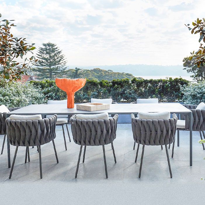 Contemporary Upholstered Outdoor Bistro Chairs Open Back Patio Dining Armchair