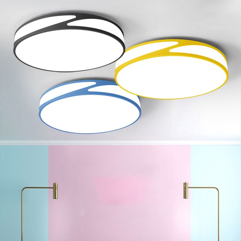 Candy Colored Circular Flush Ceiling Light Macaron Style Acrylique Ceiling Lamp for Office