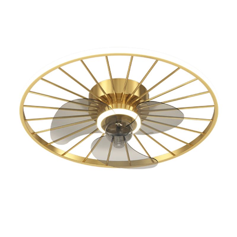 3-Blade Ceiling Fan White Contemporary Black/Golden Metal Fan with Light for Room