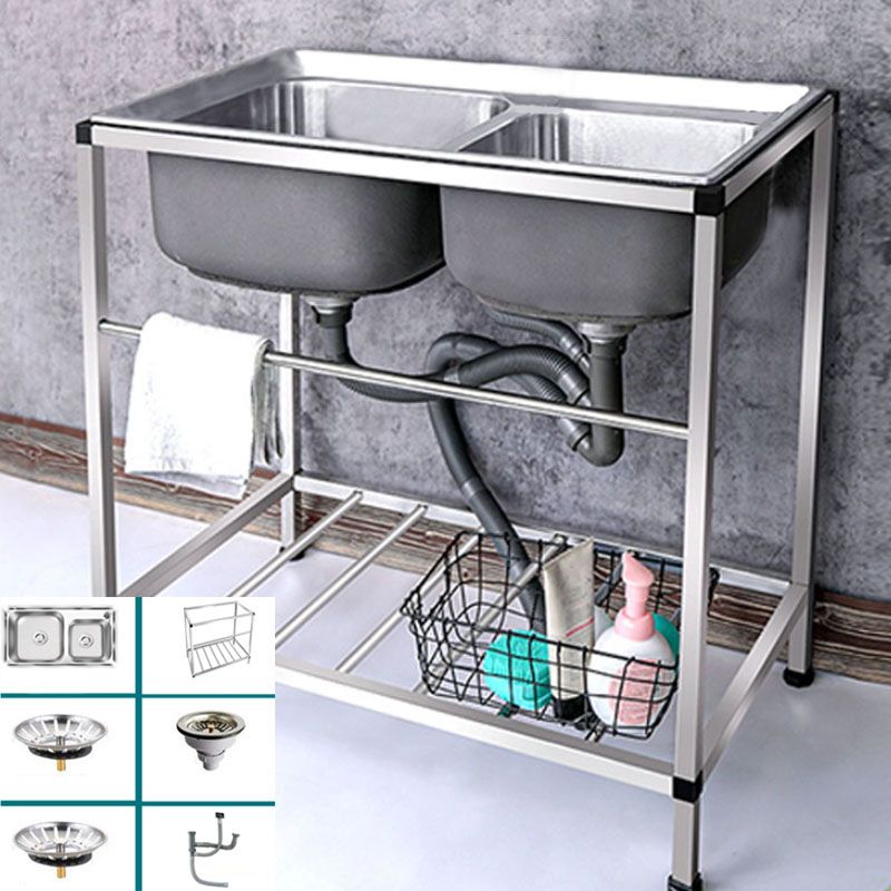 Modern Workstation Ledge Stainless Steel with Faucet and Soap Dispenser Sink