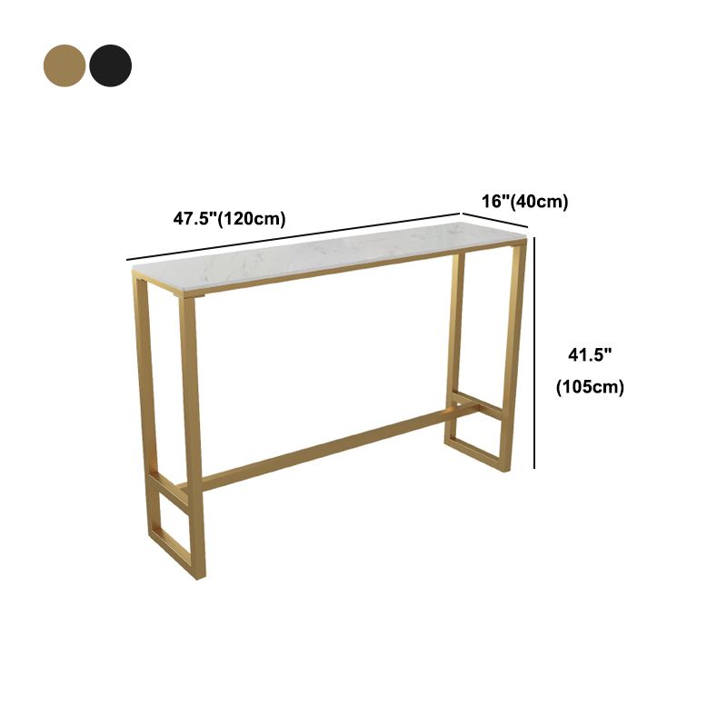 Stone Bar Dining Table Modern Rectangle Bar Table with Trestle Pedestal for Living Room