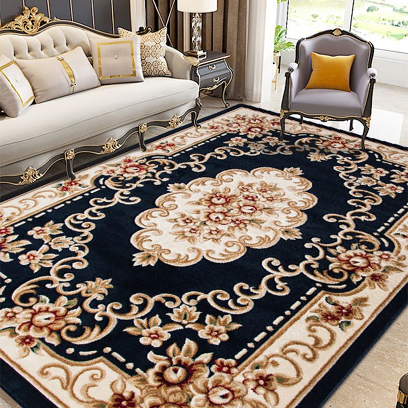 Retro Multicolor Floral Rug Polyster Western Area Rug Easy Care Machine Washable Carpet for Living Room