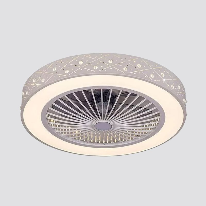 Bedroy LED de 22 "de ancho Semi Flush Contemporáneo White Hanging ventilador Ligera con tono acrílico redondo