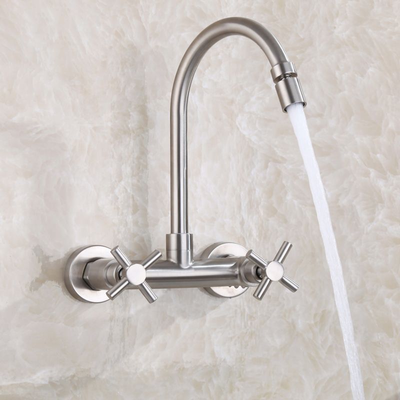 Circular 2-Handle Bathroom Faucet Single Hole Wall Mounted Bathroom Faucet