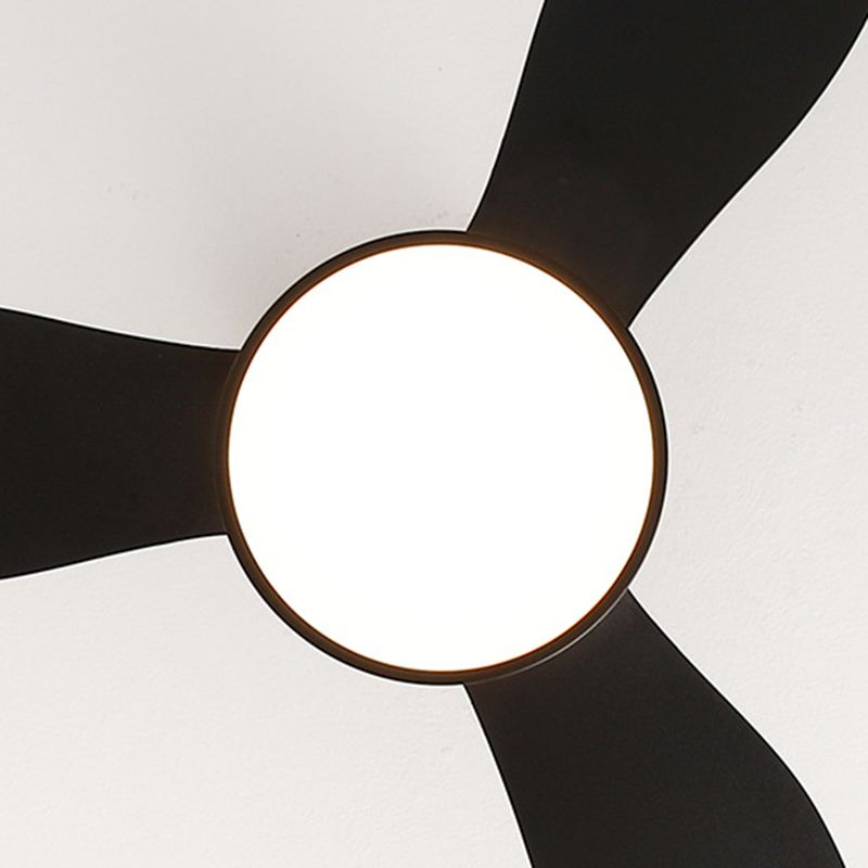 Minimalist LED Fan Light Fixture in Black / White Metal and Plastic Ceiling Fan