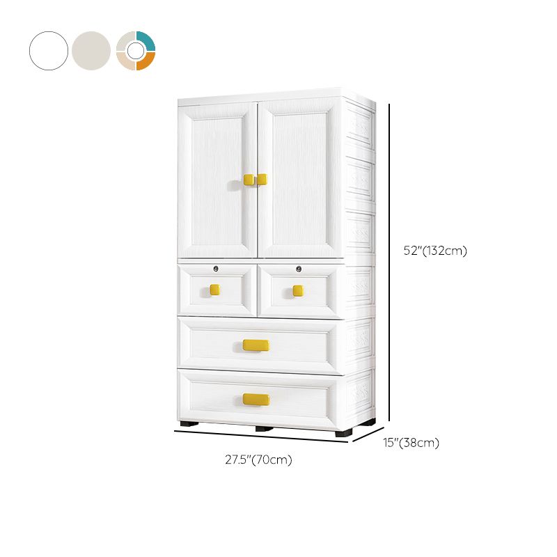 Contemporary Plastic Kids Closet Bedroom Youth Armoire with wheels