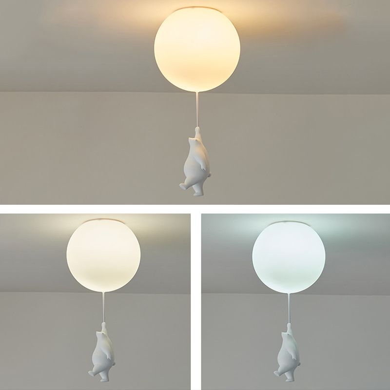 Luminaire de plafond encastré Globe pour enfants, plafonnier en verre à 1 lumière