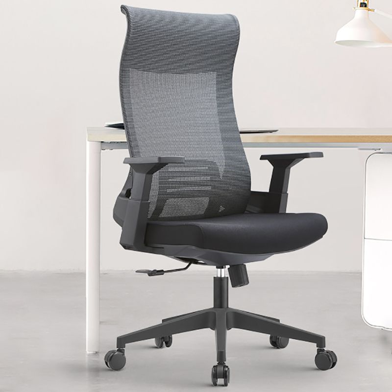 Fixed Arms Desk Chair Modern Adjustable Seat Height Swivel Chair with Breathable Back