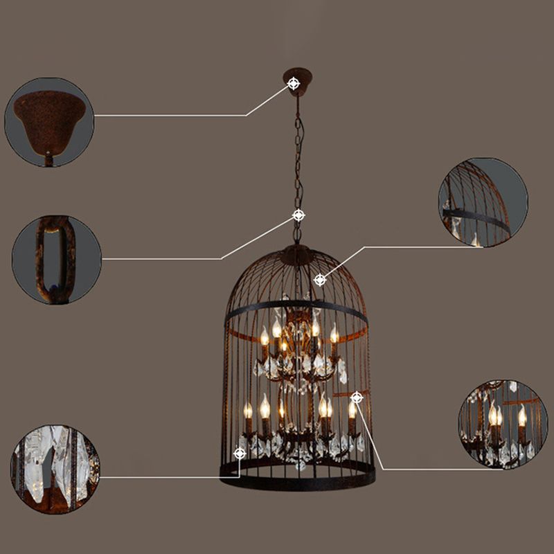 Industrial Lantern Geometric Ceiling Chandelier Pendant Metal 8 Lights Lantern Pendant Lighting