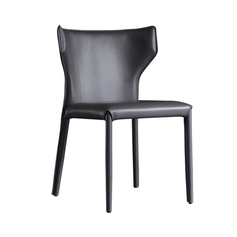 Contemporary Leather Dining Chair Armless Wingback Side Chair