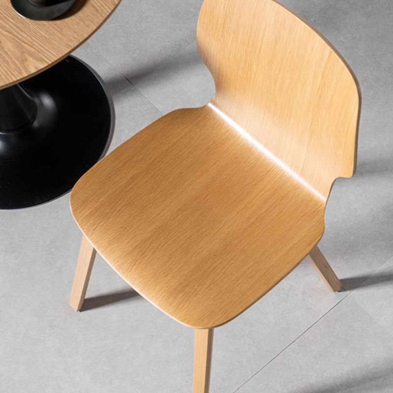 Minimalist Wood Dining Chair for Home Solid Back Armless Dining Chair