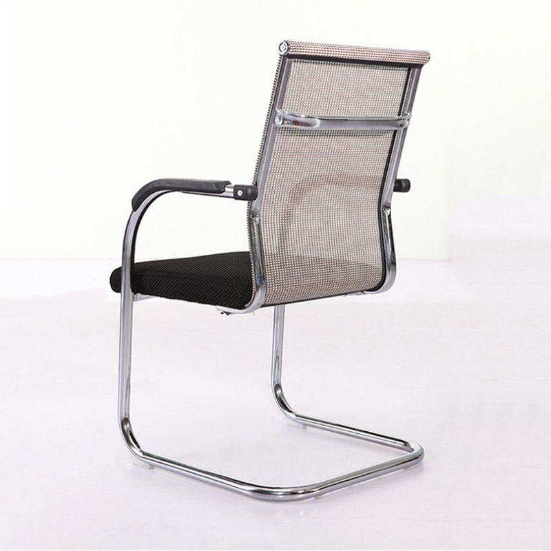 Modern Black and Beige Metal Desk Chair with Mid Back Home Office Chair