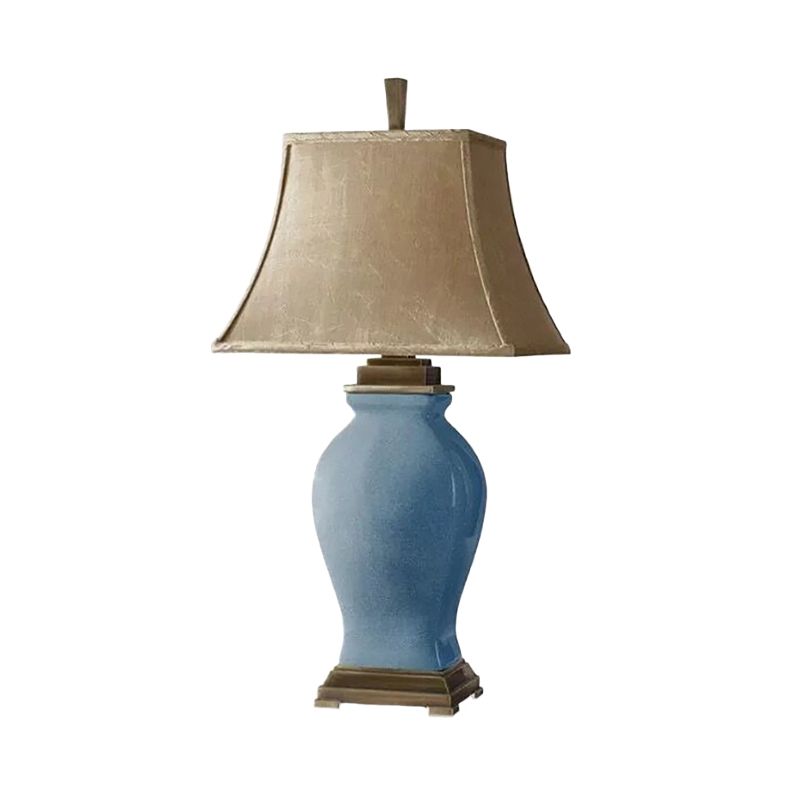 1 tavolo da comodino lampada da comodino modernista lampada da scrivania blu blu con tonalità in tessuto svasato