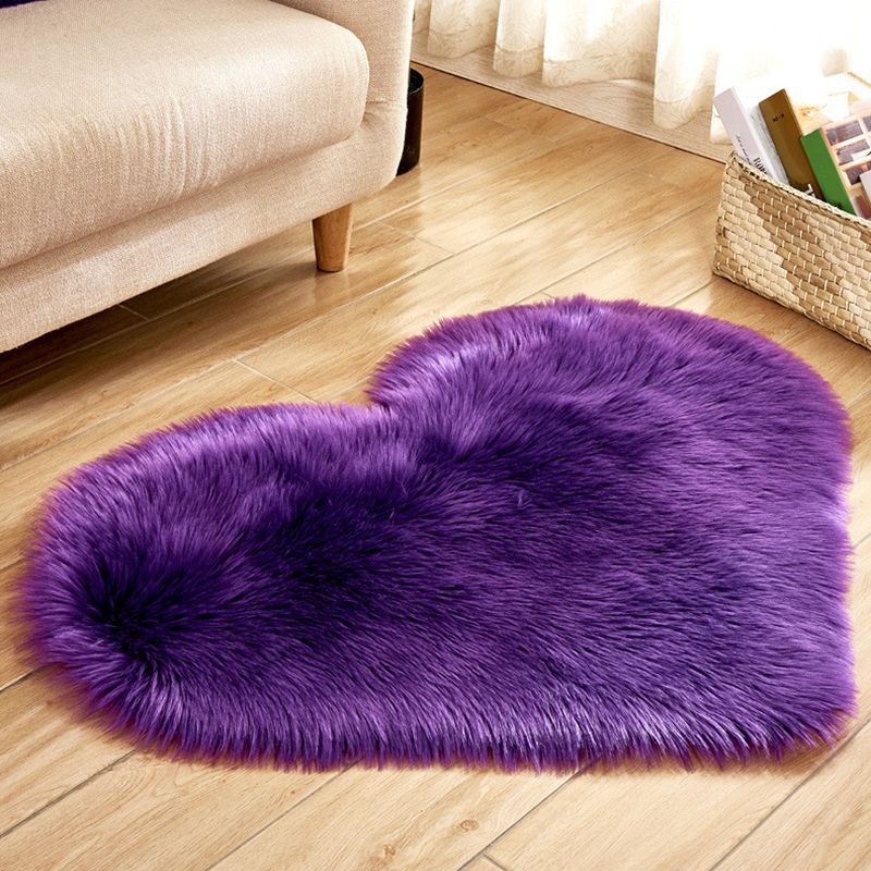 Heart Shape Solid Color Rug Multi-Color Simple Area Carpet Fluffy Anti-Slip Backing Pet Friendly Indoor Rug for Living Room