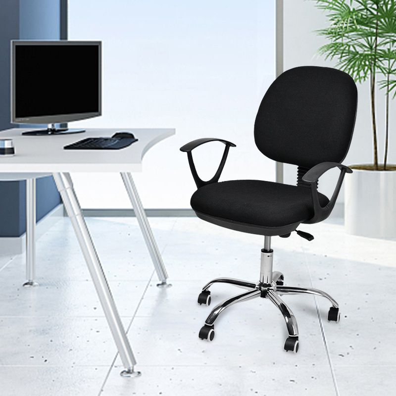 Contemporary Swivel Chair Microfiber Black Task Office Chair