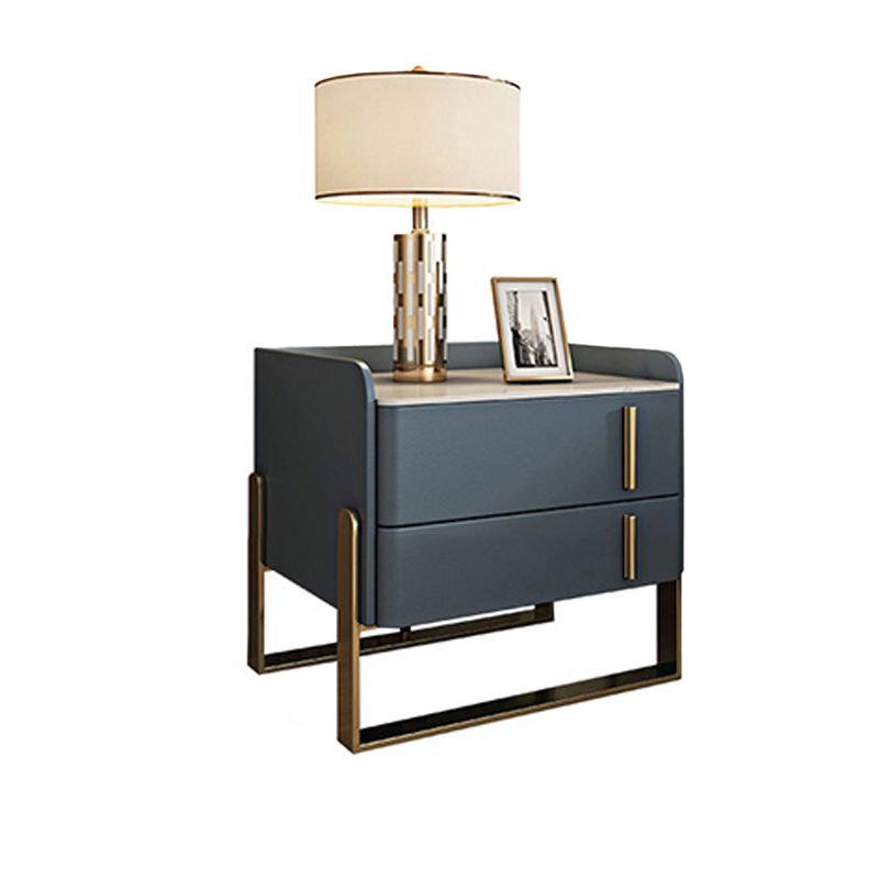 Modern Stone Top Night Stand 19.68" Tall 2 - Drawer Nightstand