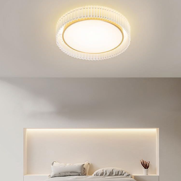 Single White Flush Mount Lighting Circle Metal LED Ceiling Light