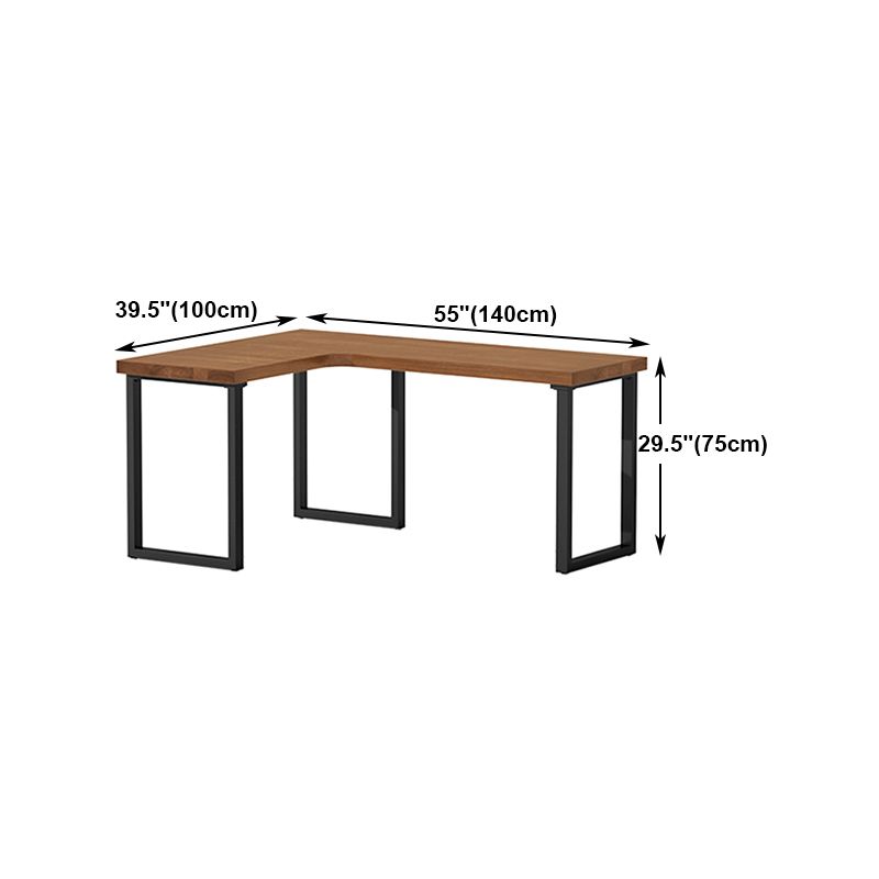 Solid Wood Pedestal Writing Desk Industrial L-Shape Office Desk