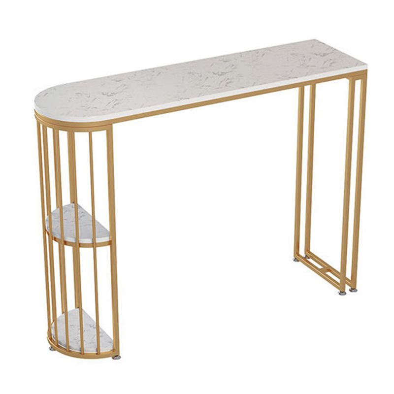 Glam 42-inch Height Bar Table Artificial Marble Top and Gold Pedestal Pub Table