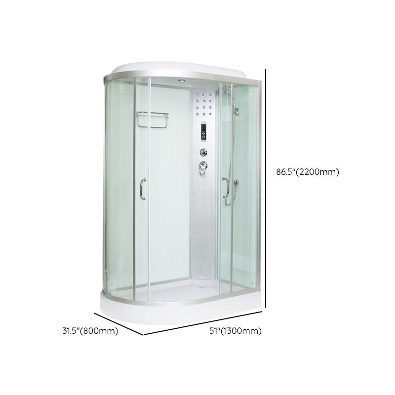 Framed Neo-Round Shower Kit Double Sliding Shower Stall with White Base