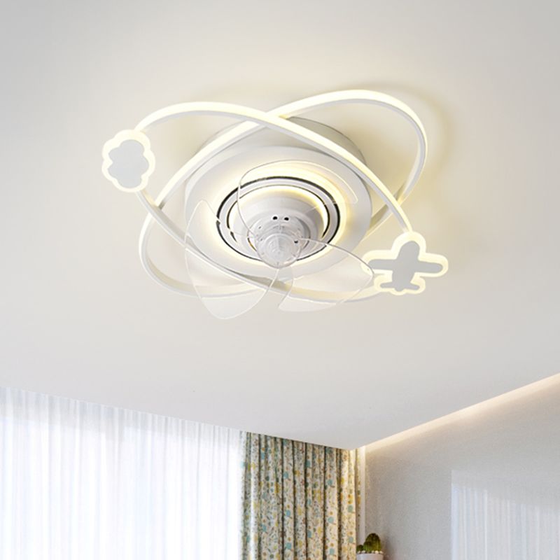 Ceiling Fan Light Minimalist Metal Kids Bedroom LED Close to Ceiling Lamp