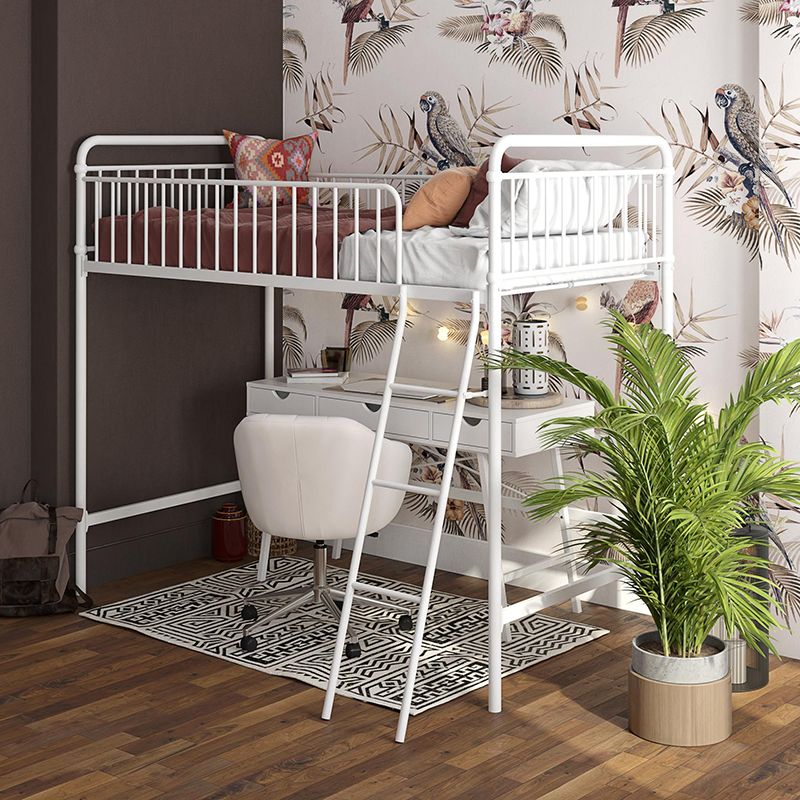 Industrial Steel High Loft with Open-Frame Headboard and Ladder