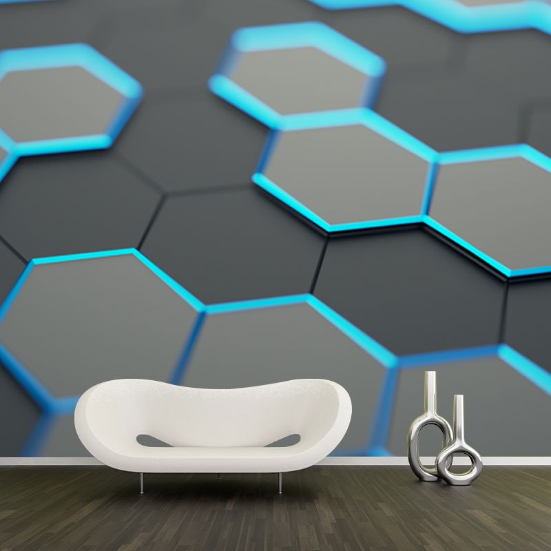 Cool 3D Honeycomb Wallpaper Mural for Bedroom Geometrical Wall Covering, Size Optional