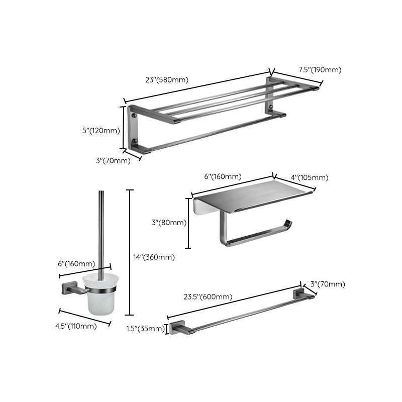 Matte Gray Bathroom Set Metal Bathroom Accessories Hardware Set