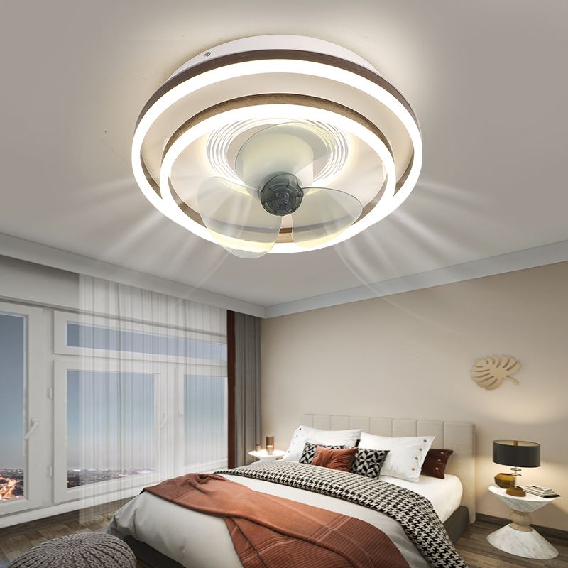 Rotatable-Head Ceiling Fan Lamp Frequency Conversion Modern LED Semi Flush Mount Light