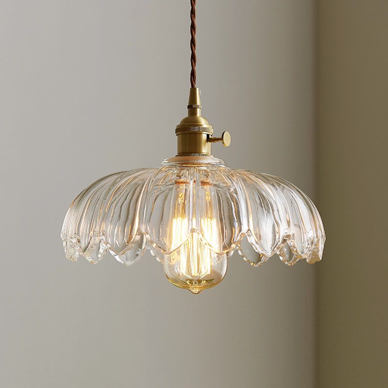 1-Light Glass Suspended Lighting Fixture Vintage Pendant Light Kit for Dining Room