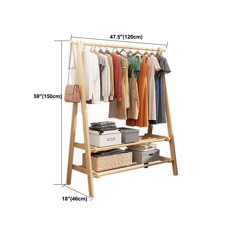 Wood Entryway Hall Tree Storage Shelves Hall Stand with Hanging Rail Coat Rack