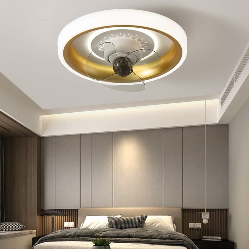 2-Lights Modern Round Fan Light Metal 20" Wide LED Flush Mount Light for Bedroom