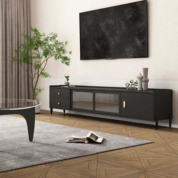 Traditional TV Stand with Drawers Rubberwood TV Media Console