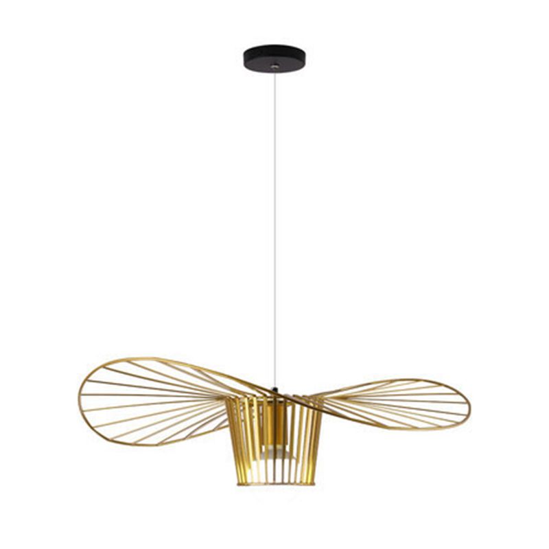 Metal 1 luce a sospensione leggera Light Nordic Modern Simple Hat Cage Hanging Lampada per soggiorno