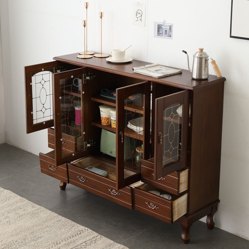 Solid Wood Glam Style Sideboard Door and Drawer Sideboard for Living Room