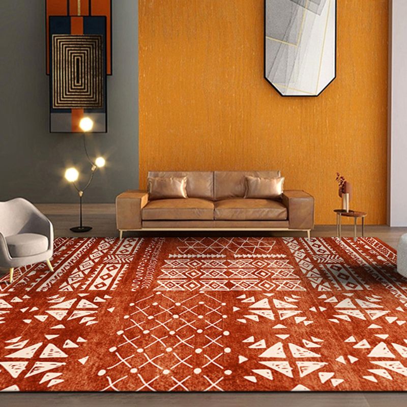 Multicolor Home Decor Carpet Retro Tribal Symbols Area Rug Polyester with Anti-Slip Backing Rug