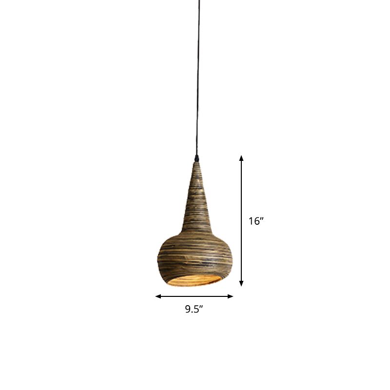 Bamboo Urn Shape Down Lighting Modernismo 1 Sospensione Testa Lampada a sospensione in marrone per il ristorante