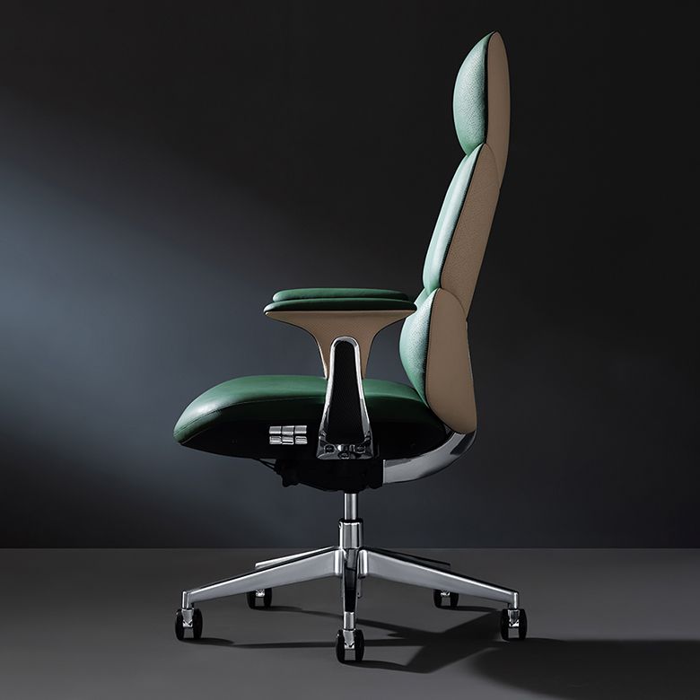 Fixed Arms Office Chair Modern Leather Adjustable Seat Height Swivel Chair with Wheels