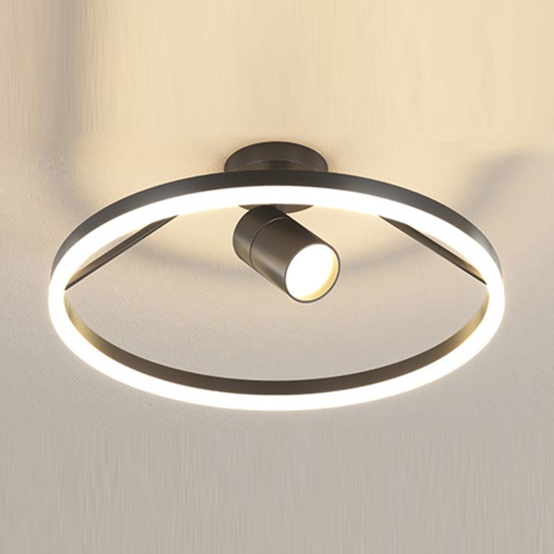 1 Spotlight LED Flush Ceiling Lights Wrought Iron Circle Flush Mount for Bedroom