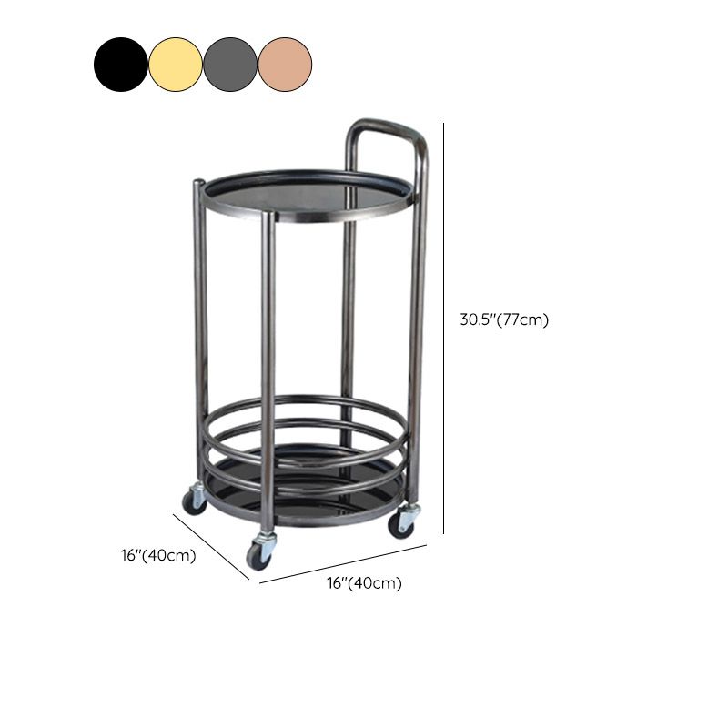 Modern Open Storage Prep Table Round Home Dining Kitchen Trolley