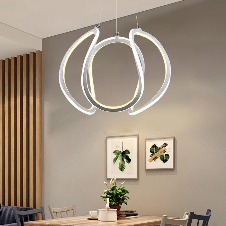 1 Light LED Dining Room Ceiling Pendant Acrylic Minimalist Chandelier in Warm/White Light