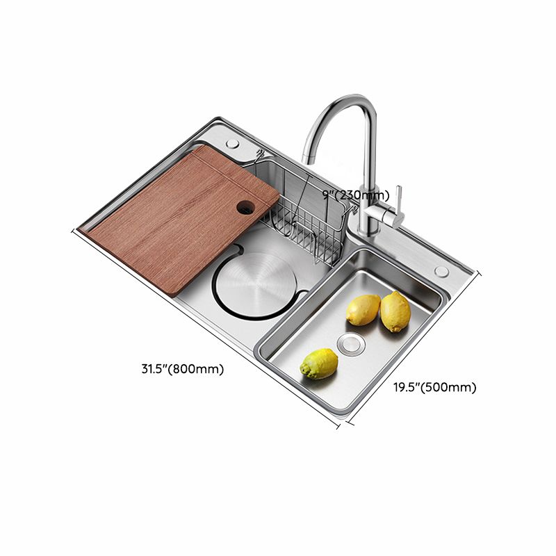 Contemporary Style Kitchen Sink Rectangle Shape Kitchen Sink with Single Bowl